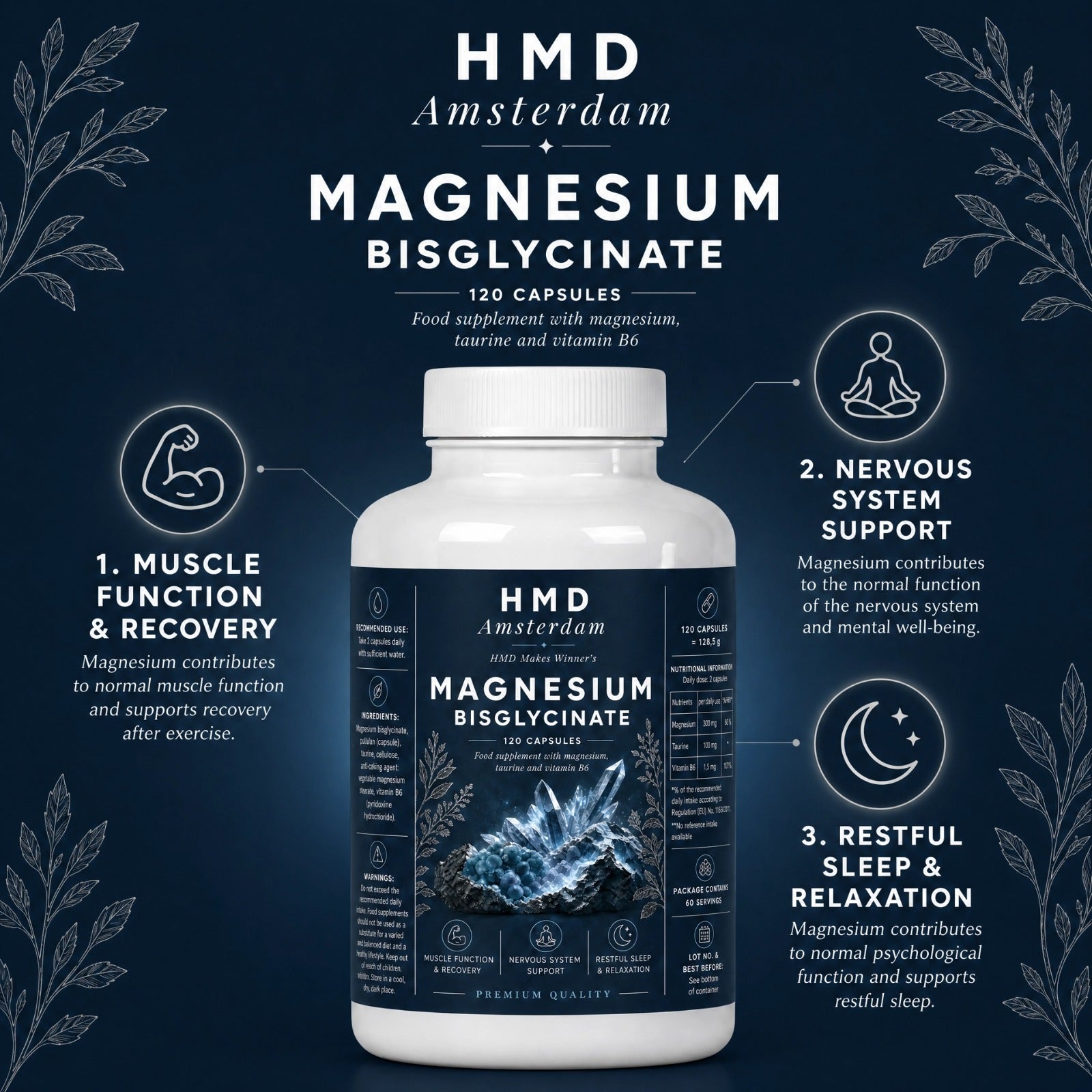 Magnesium Bisglycinate + Taurine & B6 | 120 Capsules